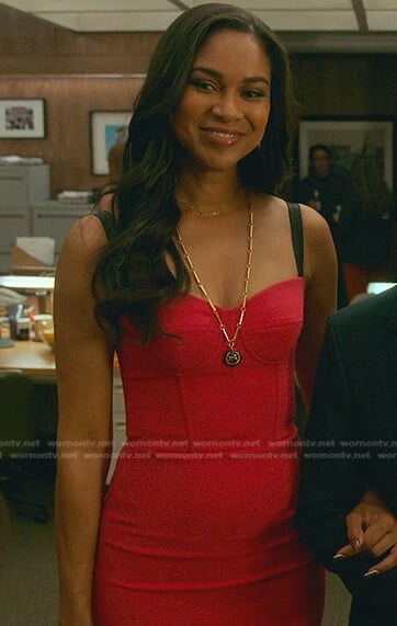 Debra’s pink bustier dress on Good Trouble