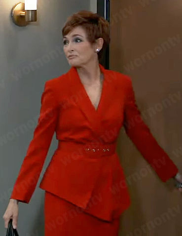 Diane’s red belted blazer and skirt on General Hospital