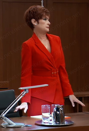 Diane’s red belted blazer and skirt on General Hospital