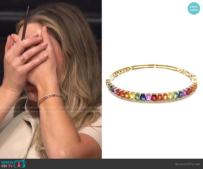 Dilamani Rainbow Sapphire Emerald Cut & Diamond Bangle worn by Rachel Recchia on The Bachelorette