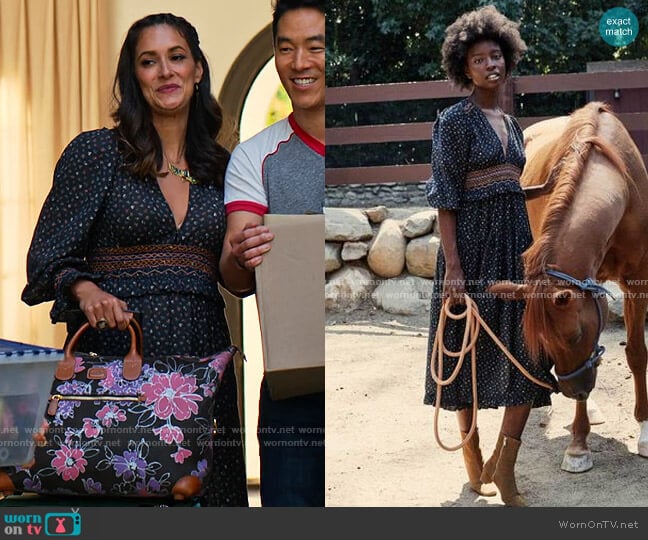 Doen Catania Dress in Black Parc Monceau worn by Amy (Angelique Cabral) on Maggie