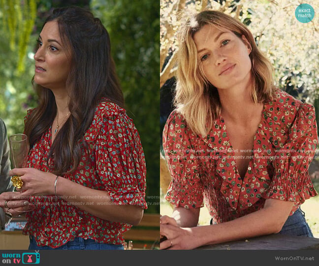 Doen Henri Top in Poppy Tasha Garden worn by Amy (Angelique Cabral) on Maggie