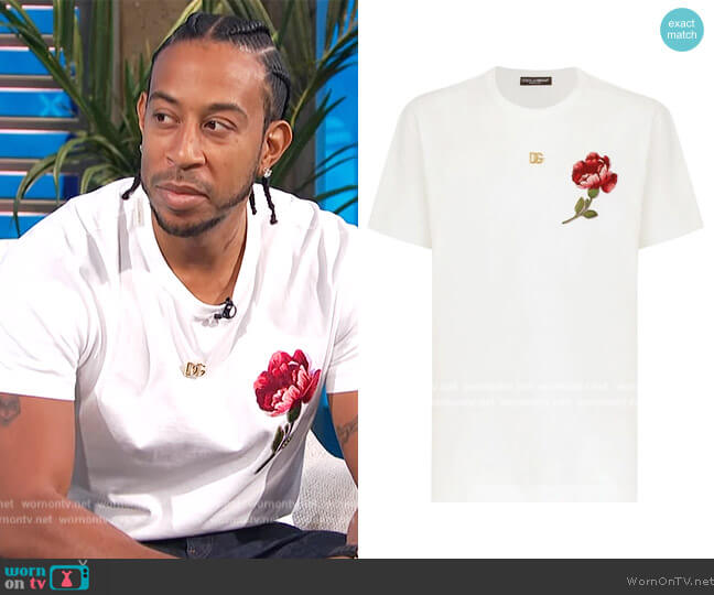Dolce and Gabbana DG floral-embroidered cotton T-shirt