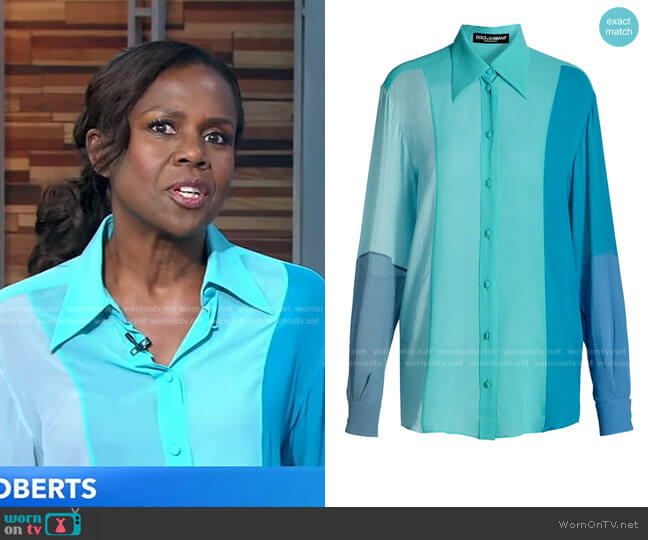 Dolce & Gabbana Colour Block Long-Sleeve Shirt worn by Deborah Roberts on Good Morning America