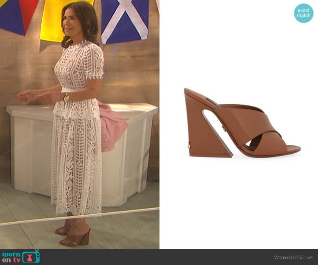 Dolce & Gabbana Crisscross Leather Slide Mules worn by Hope Williams (Kristian Alfonso) on Days of our Lives