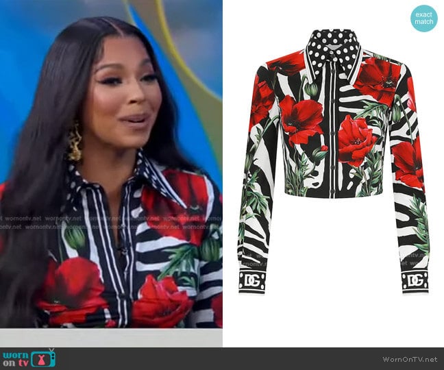 Dolce & Gabbana Poppy & Zebra-Print Cotton Shirt