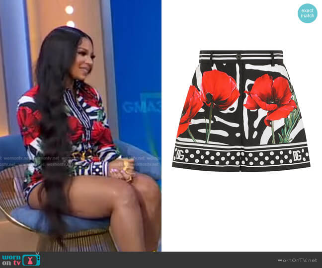 Dolce & Gabbana Poppy & Zebra-Print Poplin Shorts