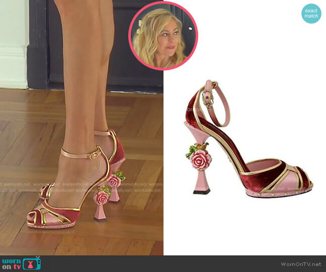 Dolce & Gabbana Rose Heel Sandals worn by Sutton Stracke on The Real Housewives of Beverly Hills