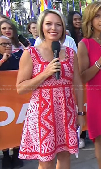 Dylan’s red embroidered dress on Today