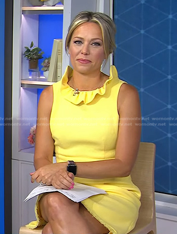 Dylan’s yellow ruffle neck dress on Today