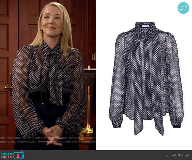 Equipment Linneta Blouse worn by Nikki Reed Newman (Melody Thomas-Scott) on The Young and the Restless