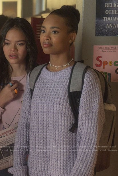 Faran’s lilac sweater on Pretty Little Liars Original Sin