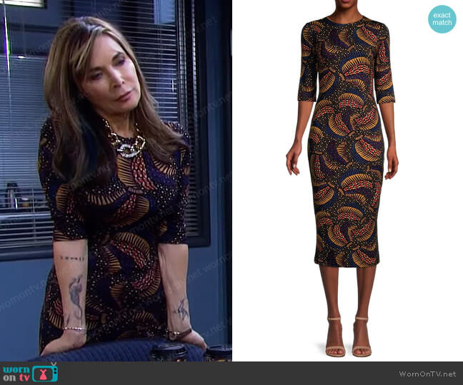 Farm Rio Wild Bananas Jersey Dress worn by Kate Roberts (Lauren Koslow) on Days of our Lives