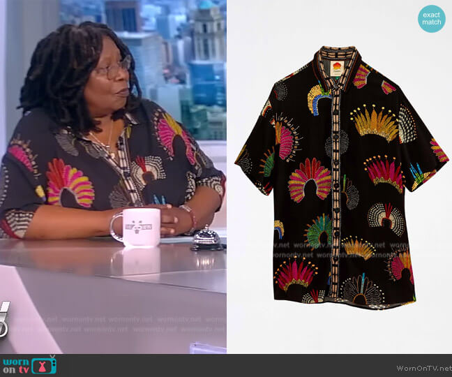 Farm Rio Black wonderful headdress unisex shirt worn by Whoopi Goldberg on The View