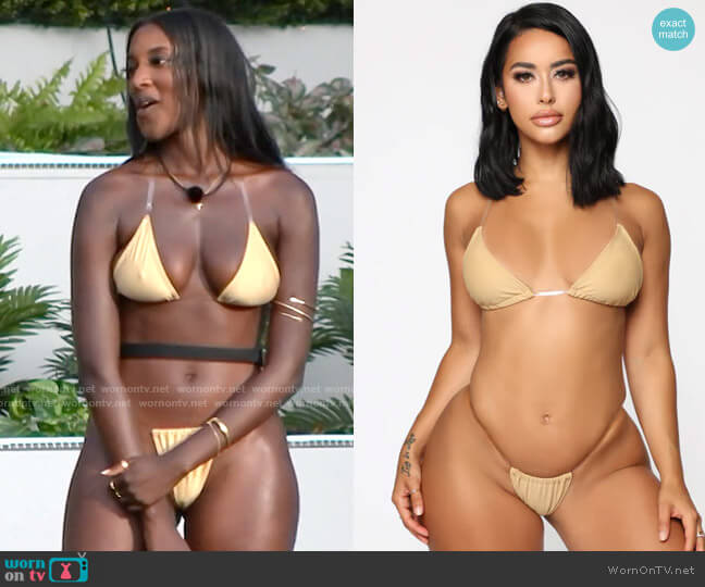 Fashion Nova Clear Skies 2 Piece PVC Strap Bikini worn by Zeta Morrison on Love Island USA