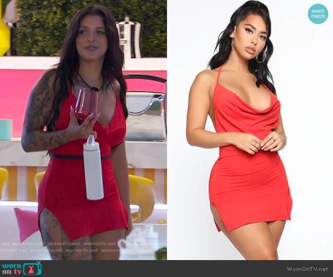 Fashion Nova Kinley Mini Dress in Red worn by Valerie Bragg on Love Island USA