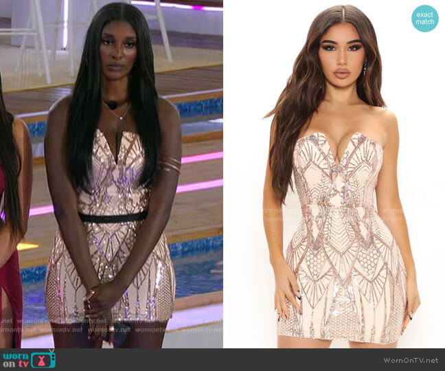 Fashion Nova Night Party Sequin Mini Dress worn by Zeta Morrison on Love Island USA