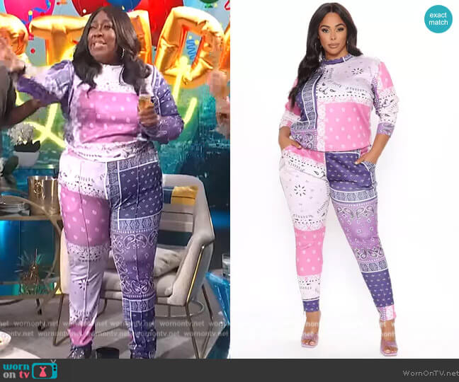 Fashion Nova Taking Control Bandana Pant Set worn by Loni Love on E! News