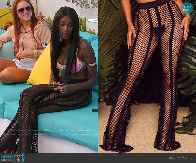 Fashion Nova Summer Party Starter Fishnet Cover Up Pants worn by Zeta Morrison on Love Island USA