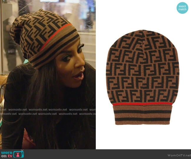 Fendi Fendi FF Jacquard Cashmere Beanie Hat worn by Caroline Brooks (Caroline Brooks) on The Real Housewives of Dubai
