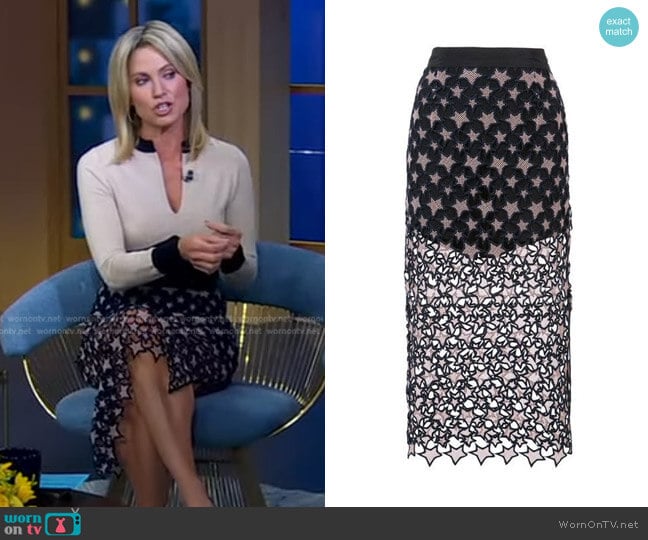 Fleur Du Mal Galaxy Pencil Skirt In Black worn by Amy Robach on Good Morning America