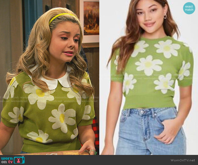 Forever 21 Floral Sweater-Knit Top worn by Destiny Baker (Mallory James Mahoney) on Bunkd