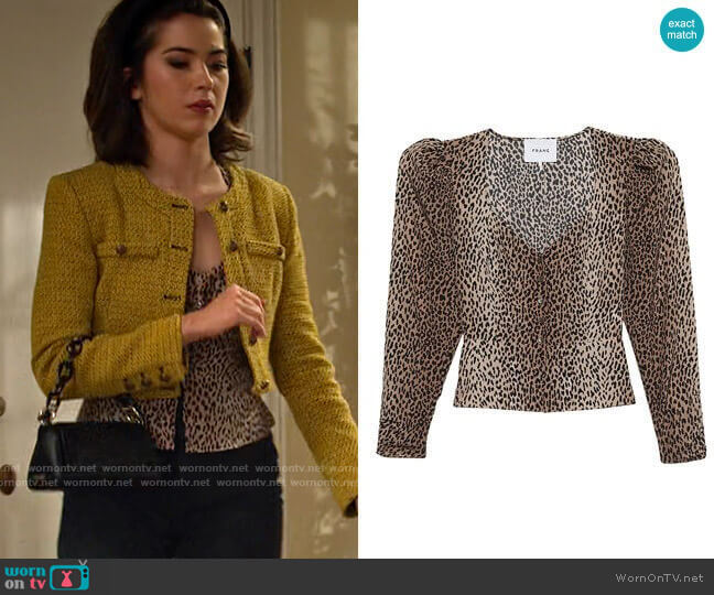 Frame Silk Animal Print Blouse worn by Louise (Nichole Sakura) on Maggie