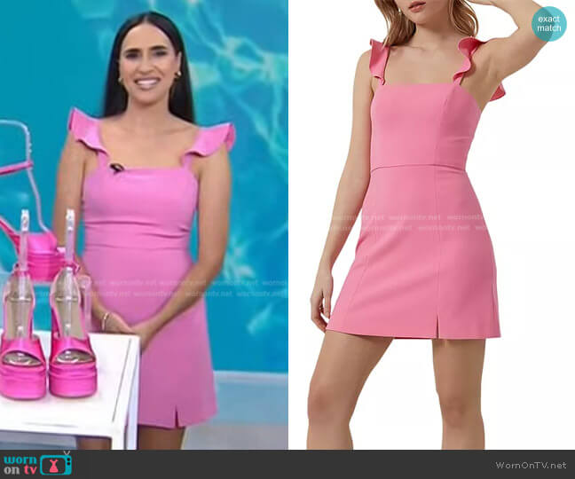 French Connection Whisper Ruffled Strap Dress in Morning Glory