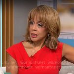 Gayle’s red asymmetric neck dress on CBS Mornings