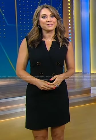Ginger’s black sleeveless blazer dress on Good Morning America