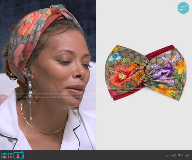 Gucci GG Flora Print Headband worn by Eva Marcille Sterling on The Real Housewives Ultimate Girls Trip