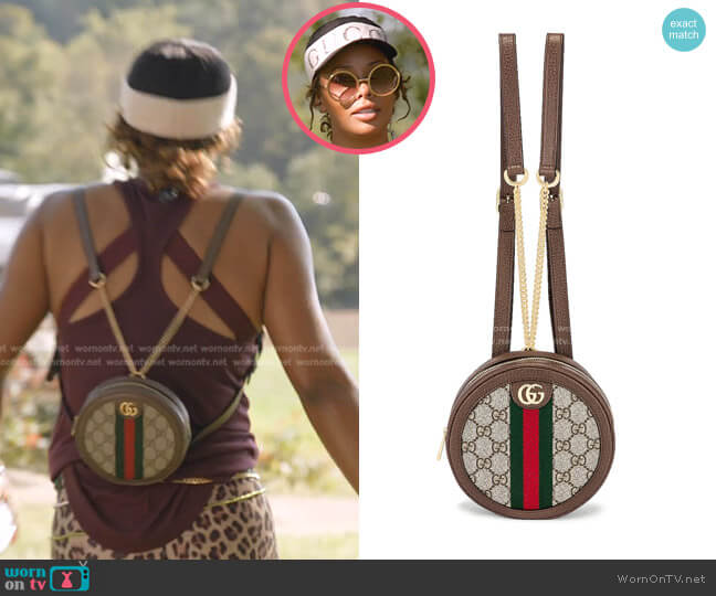 Gucci Ophidia GG Round Chain Backpack worn by Eva Marcille Sterling on The Real Housewives Ultimate Girls Trip