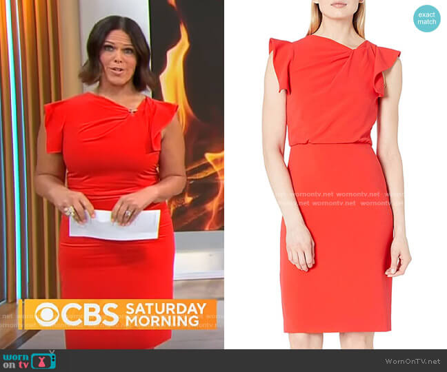 Halston Asymmetric Neck Dress worn by Dana Jacobson on CBS Mornings
