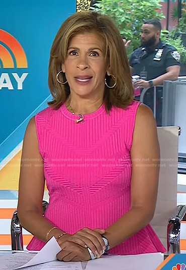 Hoda’s pink ribbed peplum top on Today