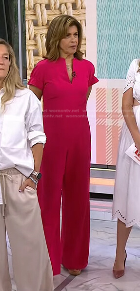 Hoda’s pink short sleeve jumpsuit on Today