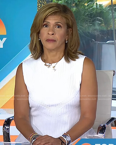 Hoda’s white ribbed peplum top on Today
