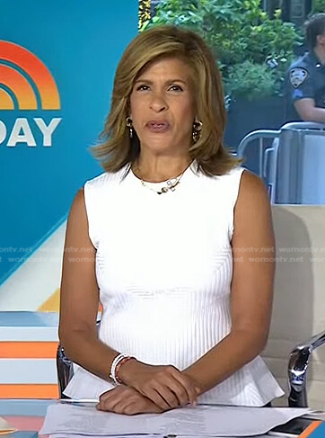 Hoda’s white ribbed peplum top on Today