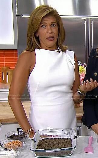 Hoda’s white ruffle sheath dress on Today