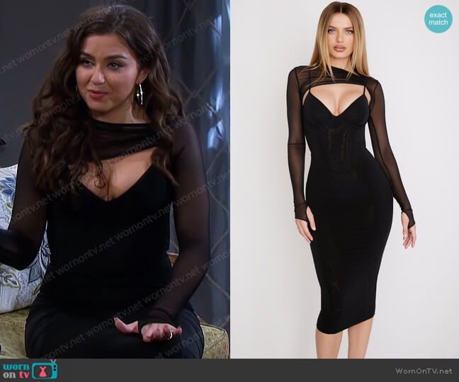 WornOnTV: Ciara's black mesh sleeve cutout dress on Days of our