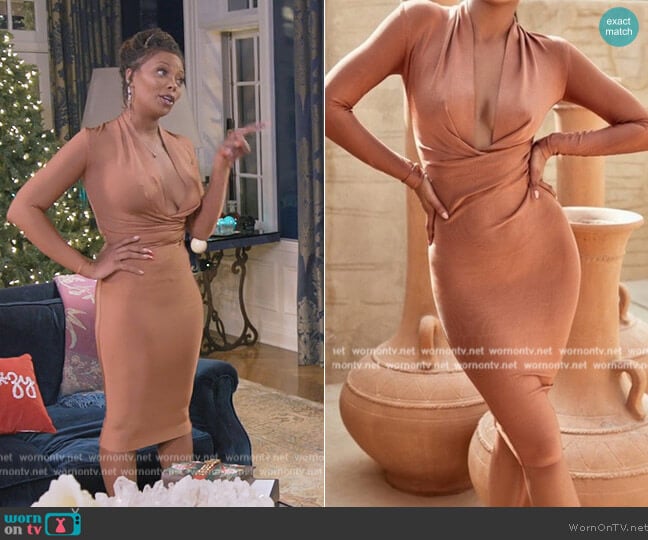 House of CB Sleeveless Plunging Dress worn by Eva Marcille Sterling on The Real Housewives Ultimate Girls Trip