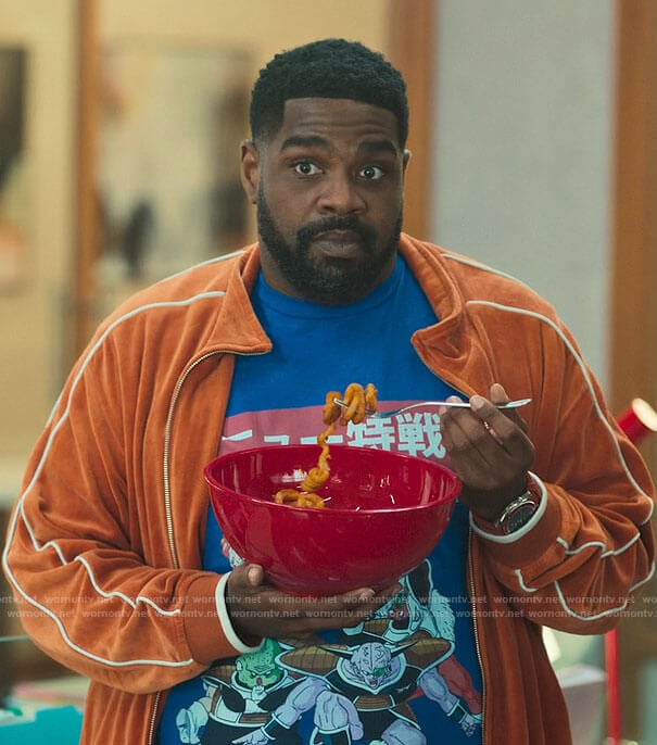 Howard’s Dragon Ball Z t-shirt and orange jacket on Loot