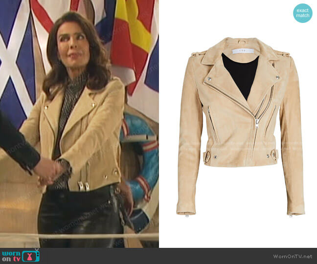Iro Dylan Suede Moto Jacket worn by Hope Williams (Kristian Alfonso) on Days of our Lives