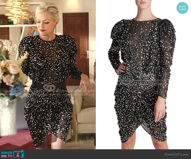 Isabel Marant Garetha Ruched Sequin Dress worn by Alexis Carrington (Elaine Hendrix) on Dynasty