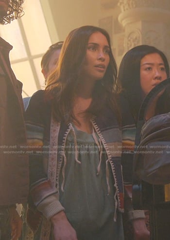 Isabella’s suede striped panel jacket on Good Trouble