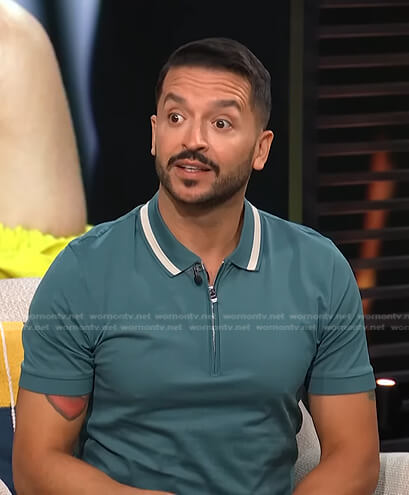 Jai Rodriguez’s teal green polo shirt on E! News Daily Pop