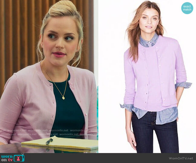 J. Crew Jackie Cardigan worn by Ainsley (Stephanie Styles) on Loot