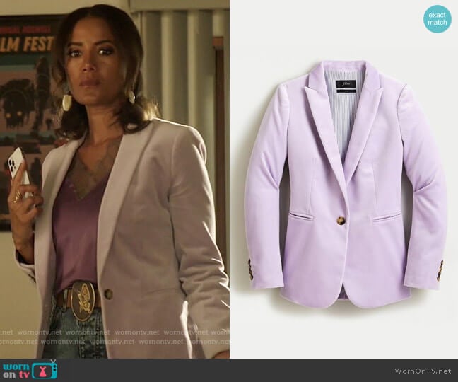 J. Crew Parke Blazer in Smoky Wisteria Velvet worn by Maria DeLuca (Heather Hemmens) on Roswell New Mexico