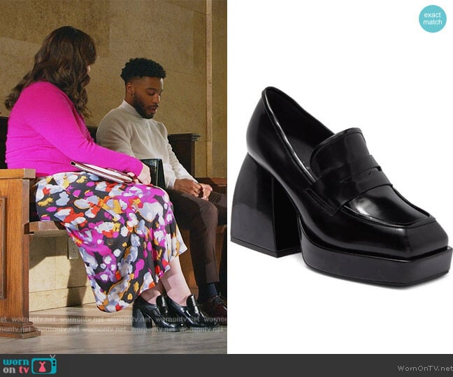 Jeffrey Campbell Royally Platform Loafer Pump worn by Sara Castillo (Lindsay Mendez) on All Rise