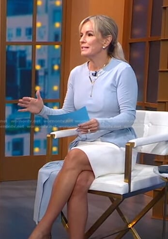 Jennifer’s blue asymmetric draped top on Good Morning America