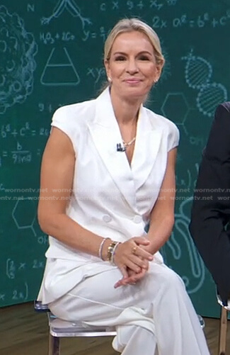 Jennifer’s white cap sleeve blazer and mules on Good Morning America
